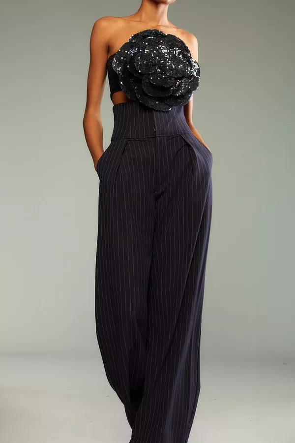 cynthia rowley silk dress pants pinstripe Pinstripe Corset Waist Pants by Cynthia Rowley at THE MILE