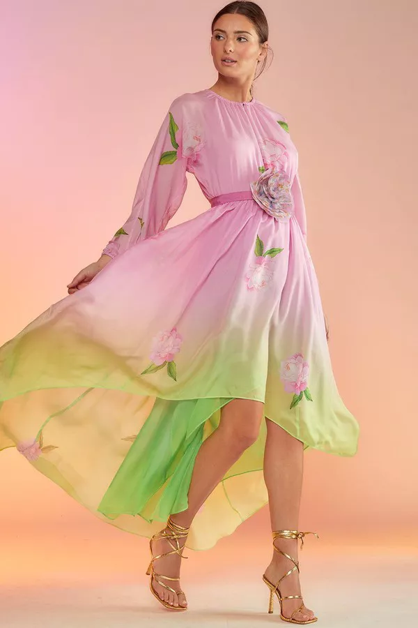 cynthia rowley pink silk dress Cynthia Rowley Dolman Sleeve Dance Dress
