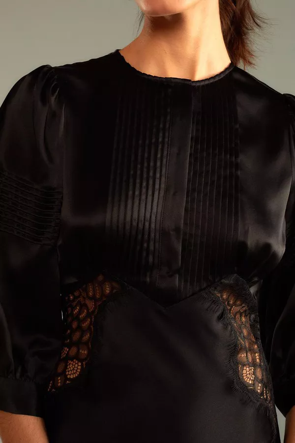 chinese dress ladies Lace Lure Corset Draped Black Mini Dress main image 1