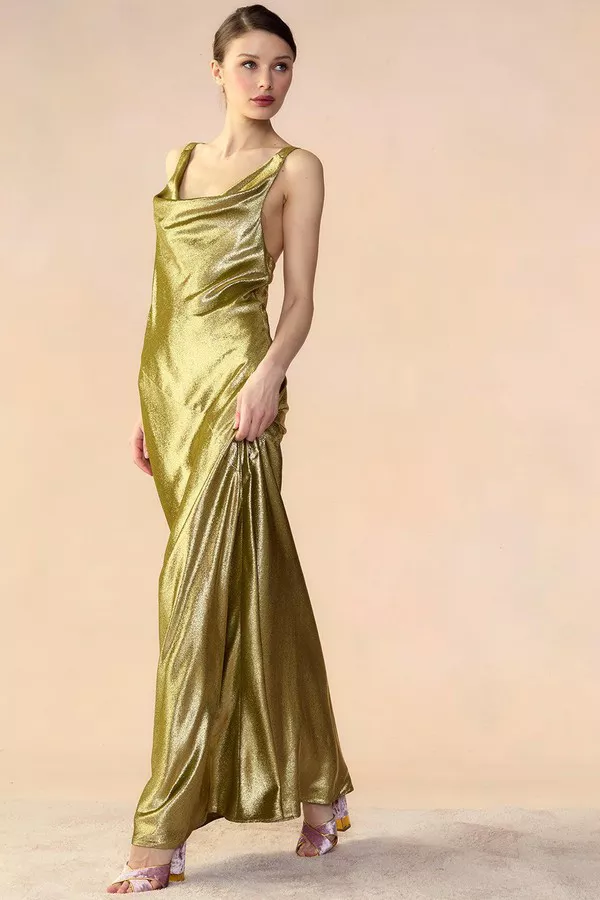 Liquid Gold Lam Dress by Cynthia Rowley at THE MILE Liquid Gold Lam Dress by Cynthia Rowley at THE MILE