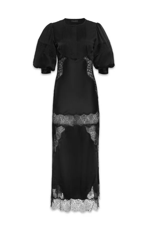 high neck short sleeve lace wedding dress Charming Short Lace Wedding Dress with Long Sleeves and High Neck – Elsi  John main image 1