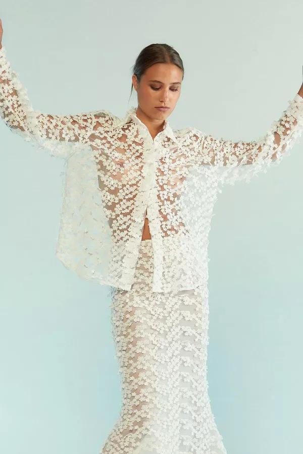 cynthia rowley 3d embroidered tulle dress Embroidered Floral Applique Dress – Cynthia Rowley main image 1