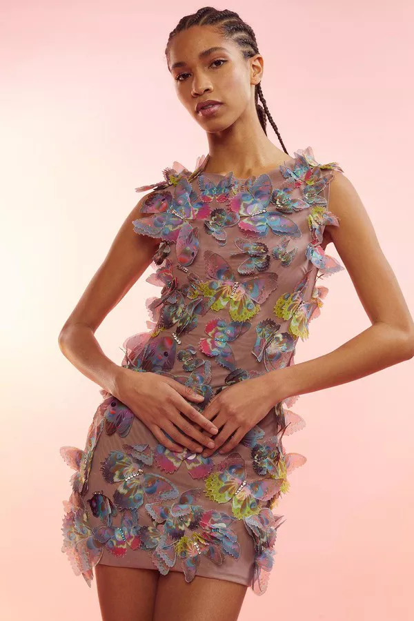 cynthia rowley tulle floral appliqu midi dress Cynthia Rowley Floral-Appliqu Tulle Dress - Black