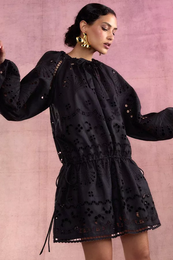 green emerald velvet dress Cynthia Rowley Size 4 Lined Embroidery Dress – MiniMe Preloved main image 1