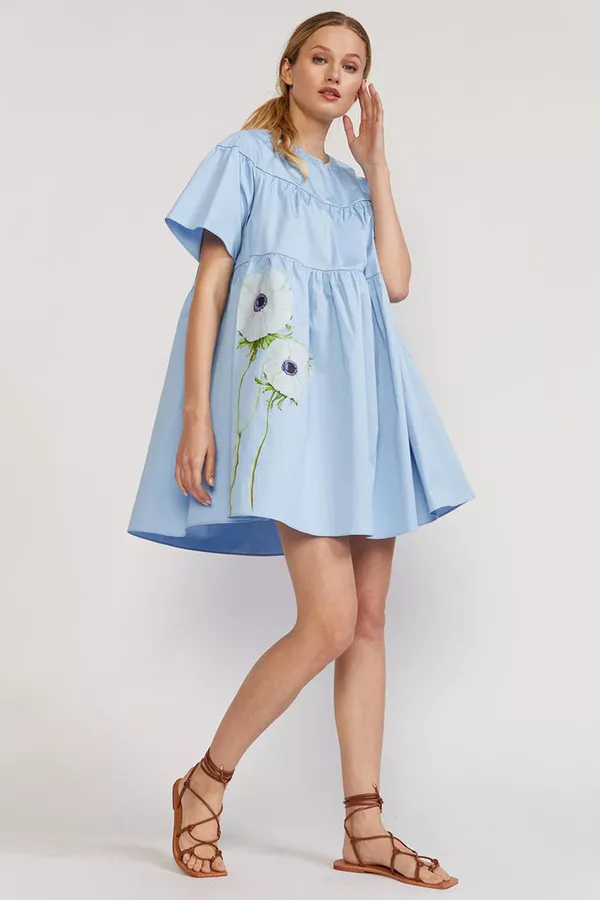 cynthia rowley blue floral dress Cynthia Rowley Floral-print Midi Dress