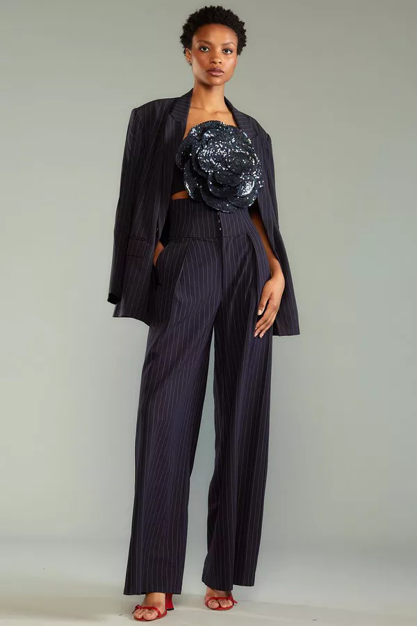cynthia rowley silk dress pants pinstripe Pinstripe Corset Waist Pants by Cynthia Rowley at THE MILE