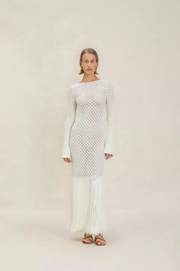 knee length dresses for ladies Sheer Long Sleeves Bridal Dress with Square Neck Vestido de novia 2024   loveangeldress
