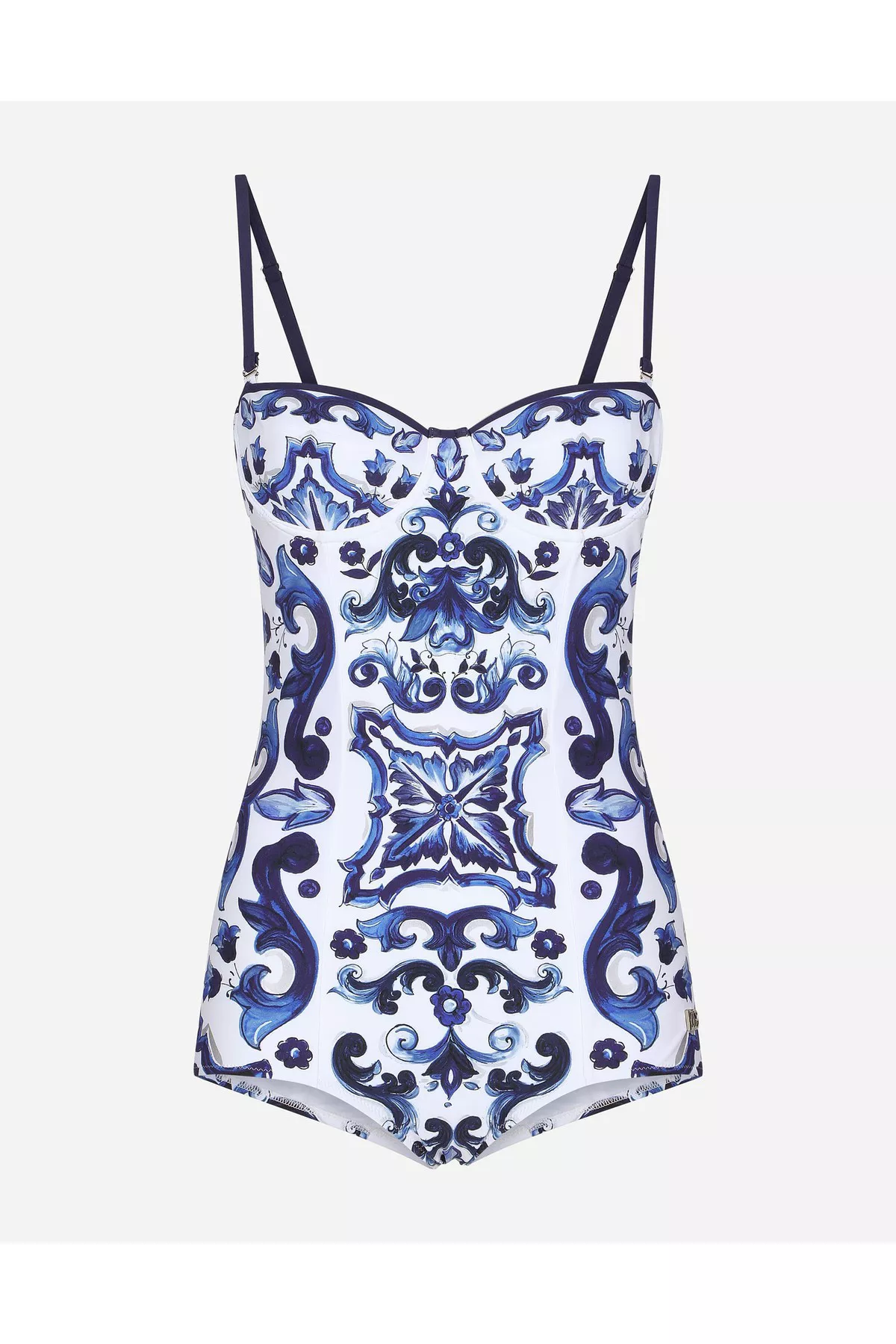 Majolica-Print Balconette One-Piece Swimsuit by Dolce