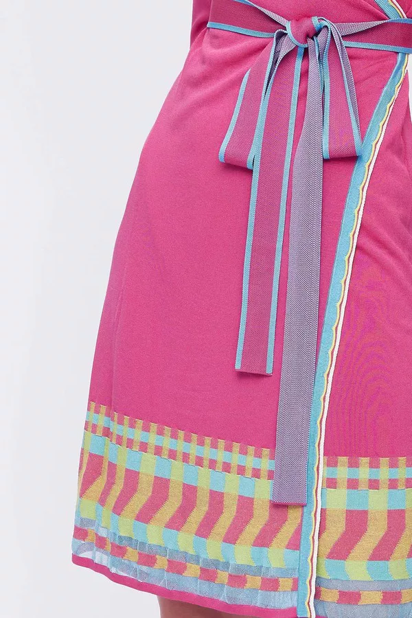 DVF オーロラドレス 2 Aurora Viscose-Knit Mini Wrap Dress In Pink by Diane von
