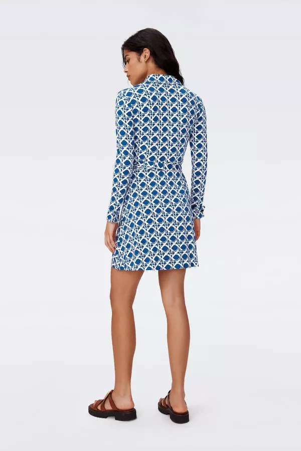 DIANE von FURSTENBERG◇クレープ ミディシャツワンピース DIANE VON FURSTENBERG クレープ ミニシャツワンピース ラッフル