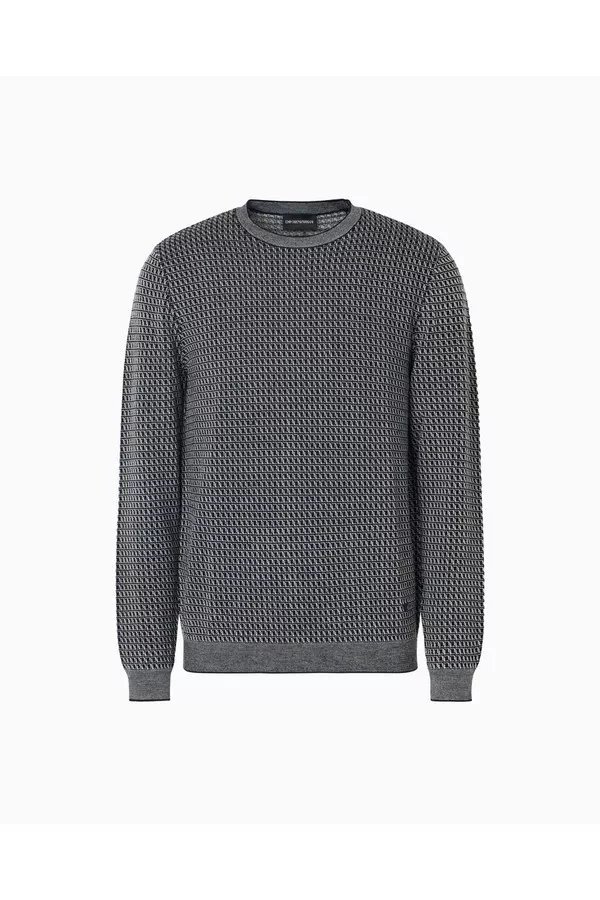 トップス EMPORIO ARMANI archive knit Us Exclusive Op-Art Motif Virgin-Wool Jumper by Emporio