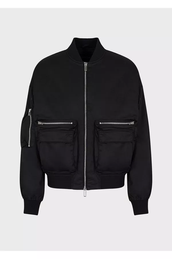 Pima Poplin Multi-Pocket Bomber Jacket by Emporio Armani Men at