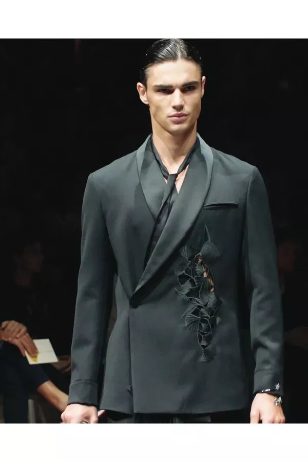 Shawl-Collar Jacket With A Wrap Fastening In A Compact Virgin-Wool