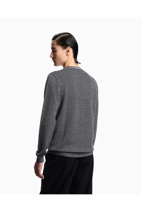 トップス EMPORIO ARMANI ARCHIVE LAYERED KNIT EMPORIO ARMANI (エンポリオアルマーニ) ハーフジップ ロゴ刺繍