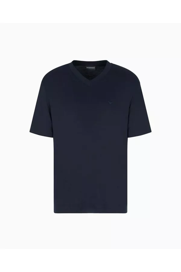 EMPORIO ARMANI Tシャツ マイクロイーグル EM001400-F0085 Modal Jersey V-Neck T-Shirt With Micro Eagle Embroidery by