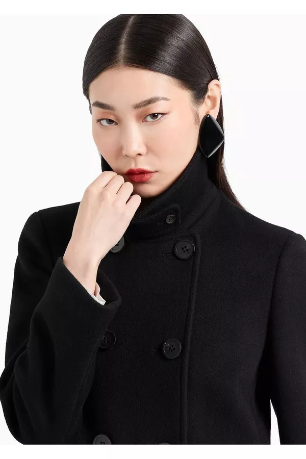 Double-Breasted Pea Coat In Casentino Wool by Emporio Armani at