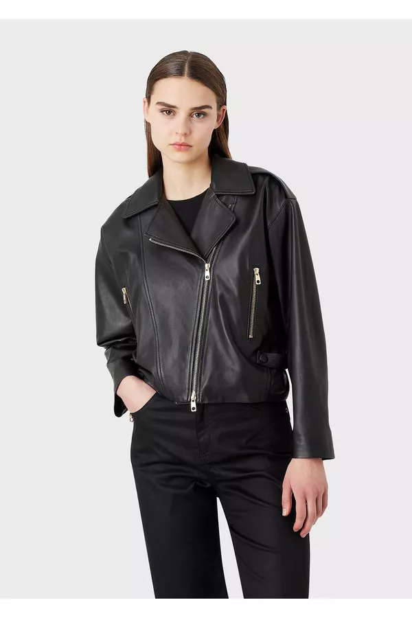 Nappa-Lambskin Biker Jacket by Emporio Armani at THE MILE