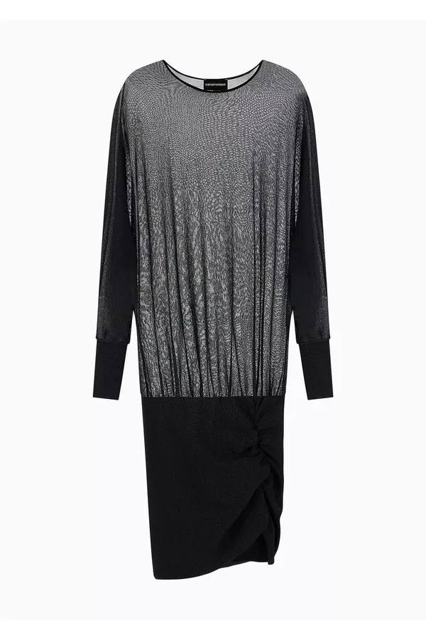 Sheer Lurex Short Dress With Stretch Skirt And Draping by Emporio... Sheer Lurex Short Dress With Stretch Skirt And Draping by Emporio...