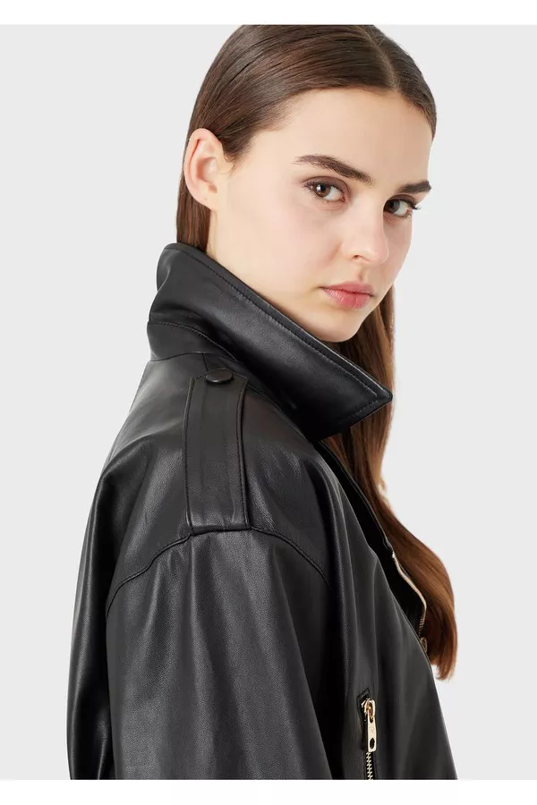 Nappa-Lambskin Biker Jacket by Emporio Armani at THE MILE