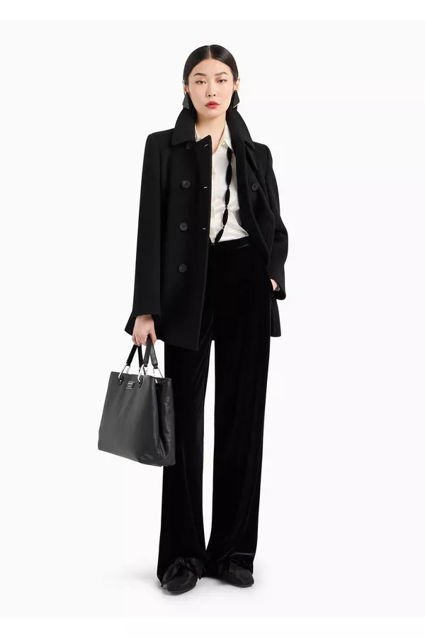 Double-Breasted Pea Coat In Casentino Wool by Emporio Armani at
