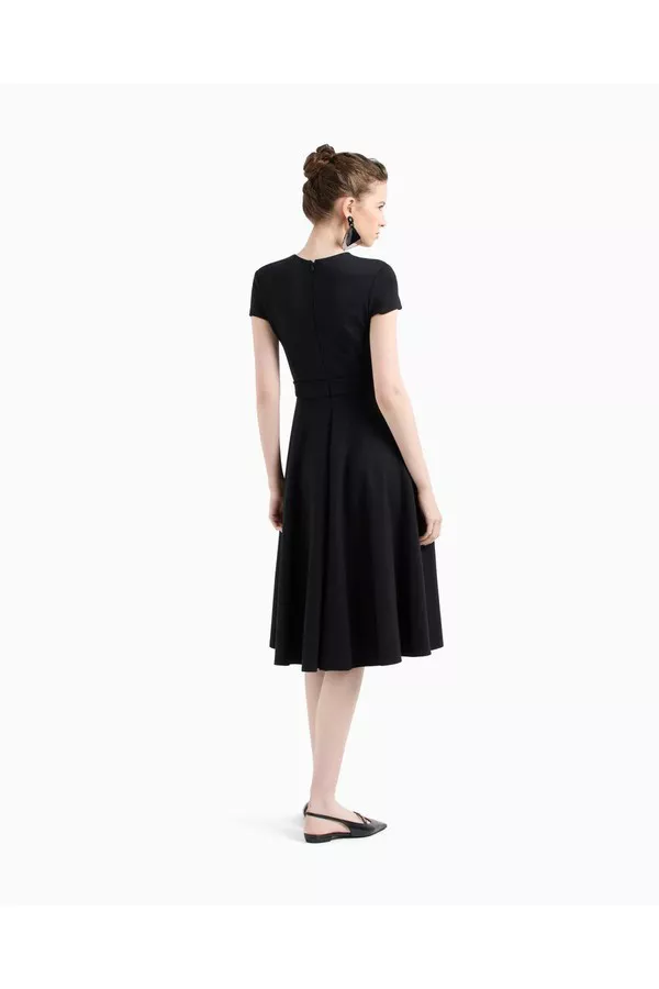 Short-Sleeved Dress In Milano-Stitch Fabric by Emporio Armani at... Short-Sleeved Dress In Milano-Stitch Fabric by Emporio Armani at...