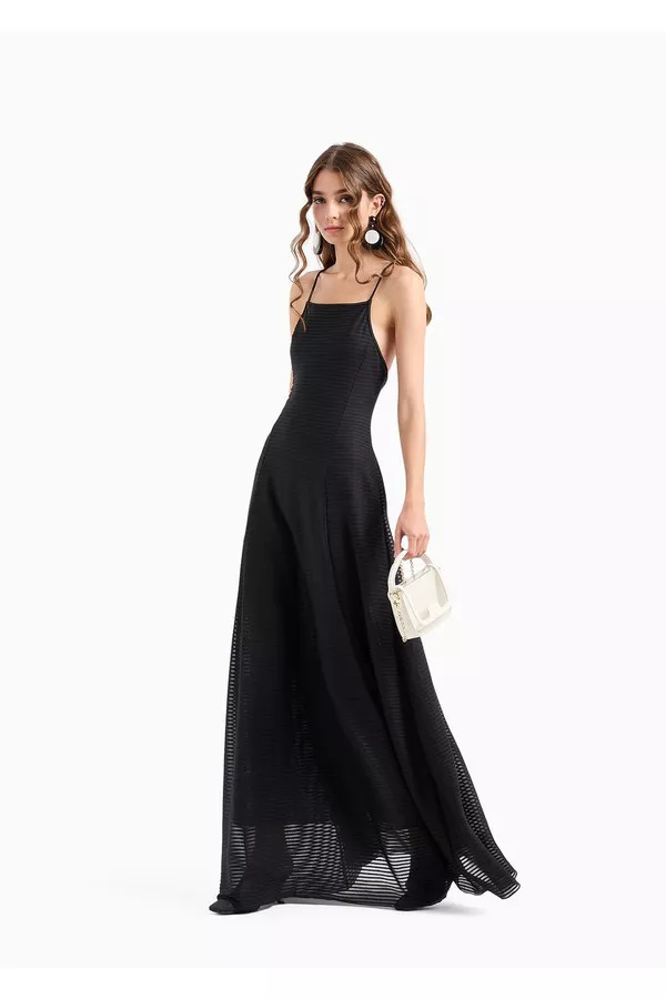 Vestido De Punto Con Efecto Otomán Y Falda Completa Emporio Armani