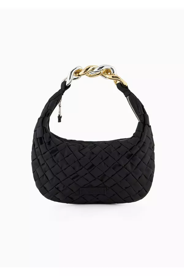 Emporio Armani◆ASV リサイクル ナイロン ショッパーバッグ Asv Woven Recycled Nylon Handbag With Chain Handle by Emporio