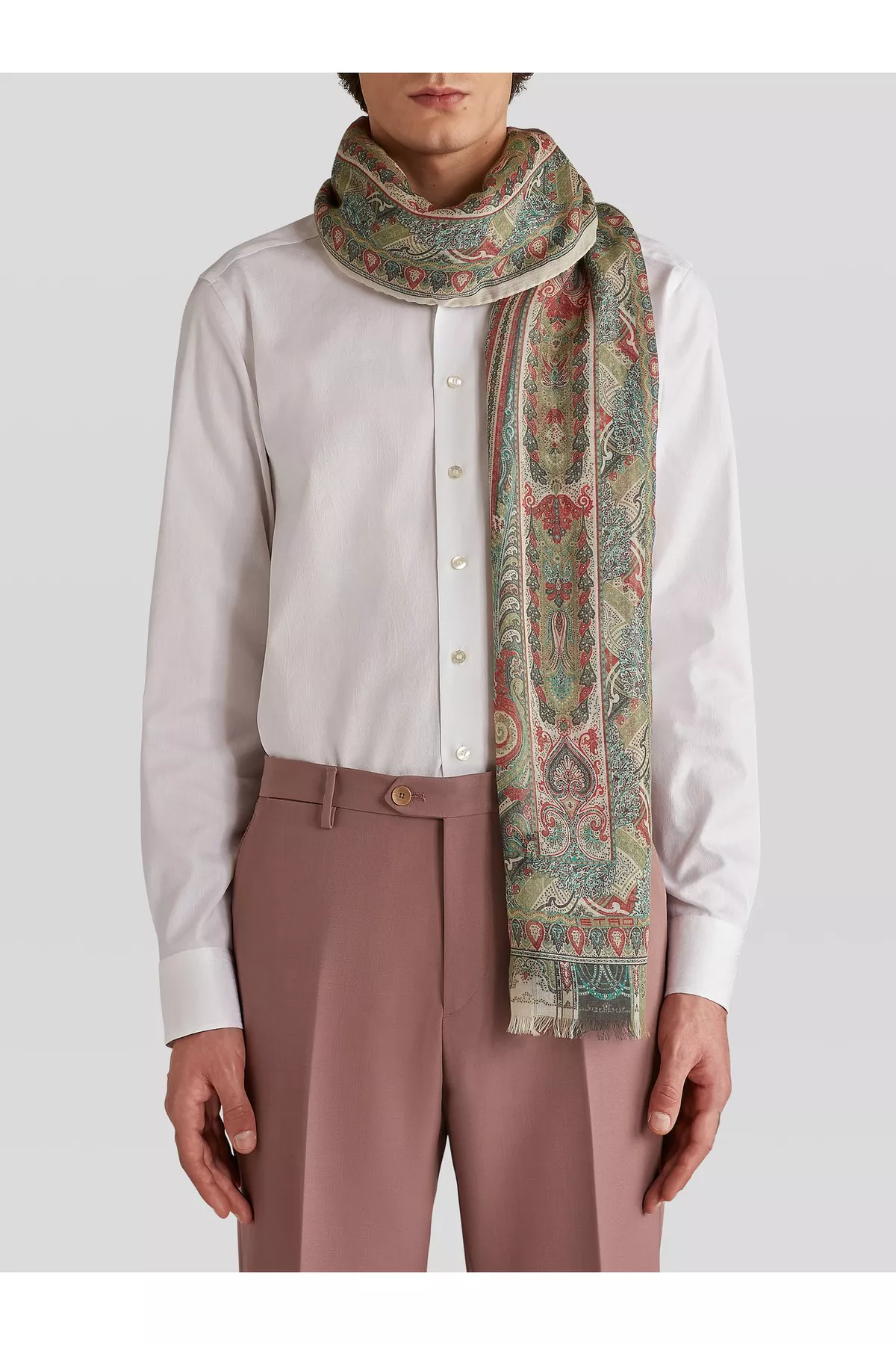 【送料&関税込】Etro Printed Twill Kesa Etro Short Silk Twill Kesa With Multicolor Paisley Print In