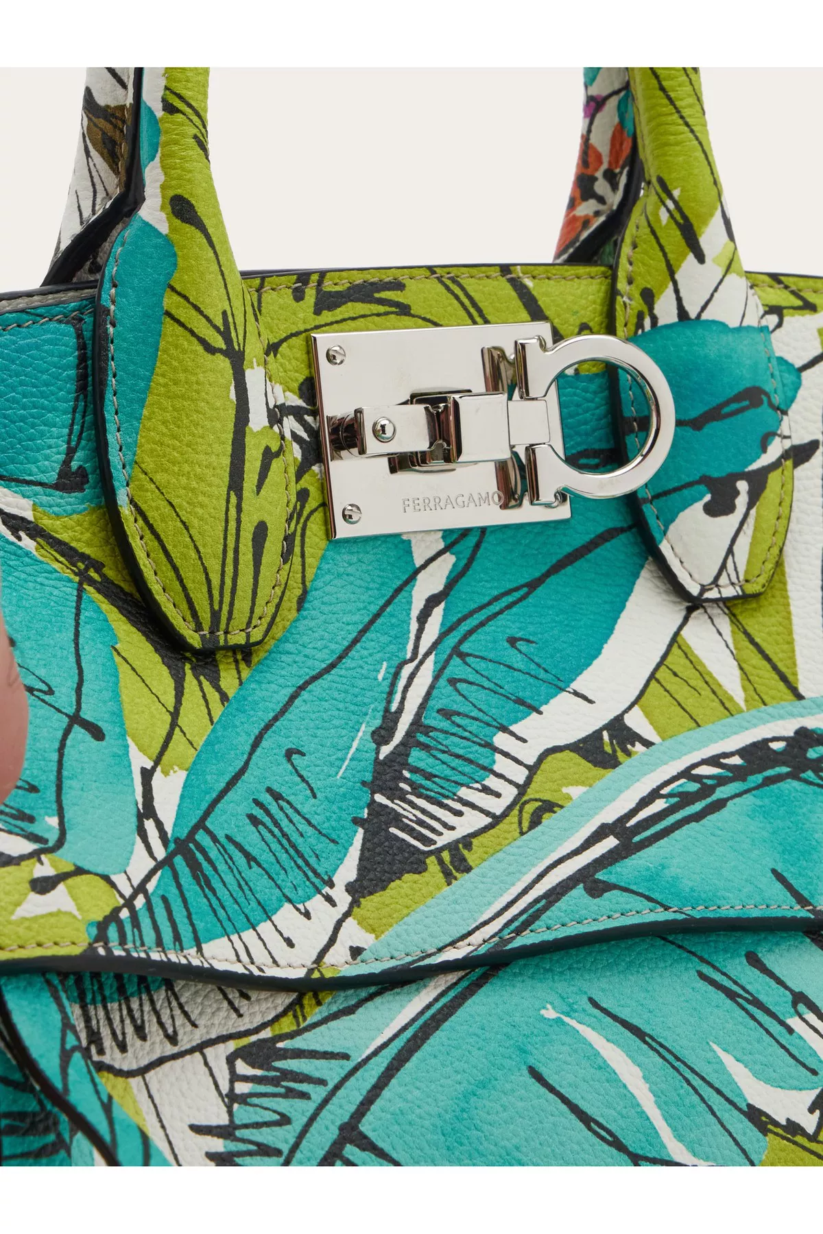 【送料&関税込】Ferragamo Teal Green Leather Medium Studio B Ferragamo Studio Soft Bag (M) by FERRAGAMO at THE MILE