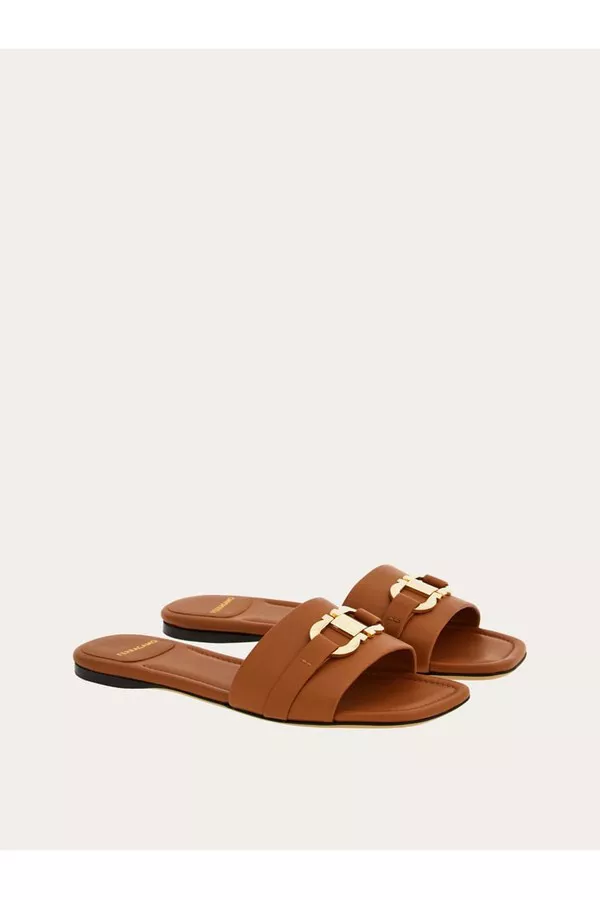 Flat Slide With Gancini Ornament by FERRAGAMO at THE MILE