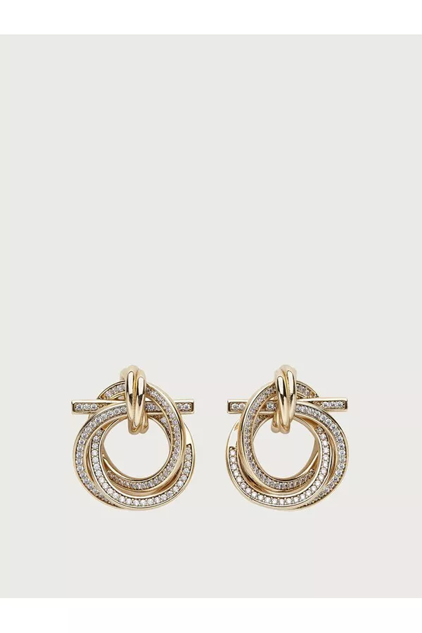 Twisted Gancini Earrings With Crystals by FERRAGAMO at THE MILE