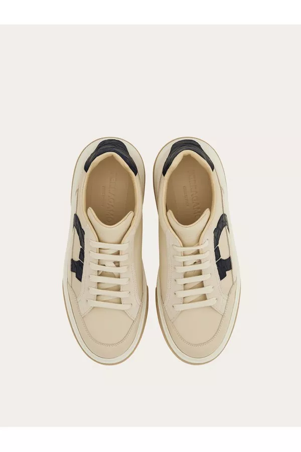 SALVATORE FERRAGAMO カンチニ アウトライン L トトハック Low Top Sneaker With Gancini Outline by FERRAGAMO at THE MILE