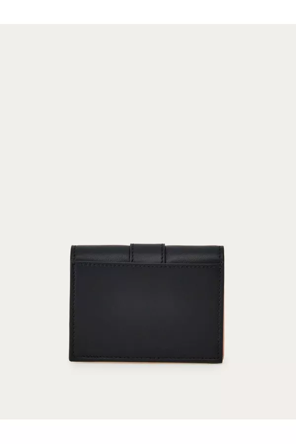 ■FERRAGAMO■ Hug Compact Two-Tone Wallet Black Nylon Pink 2 Hug Compact Two-Tone Wallet by FERRAGAMO at THE MILE