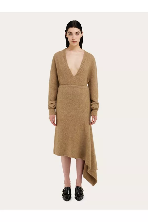 スカート Salvatore Ferragamo Camel Stretch Alpaca Blend Skirt Ferragamo Camel Stretch Alpaca Blend Skirt Salvatore Ferragamo