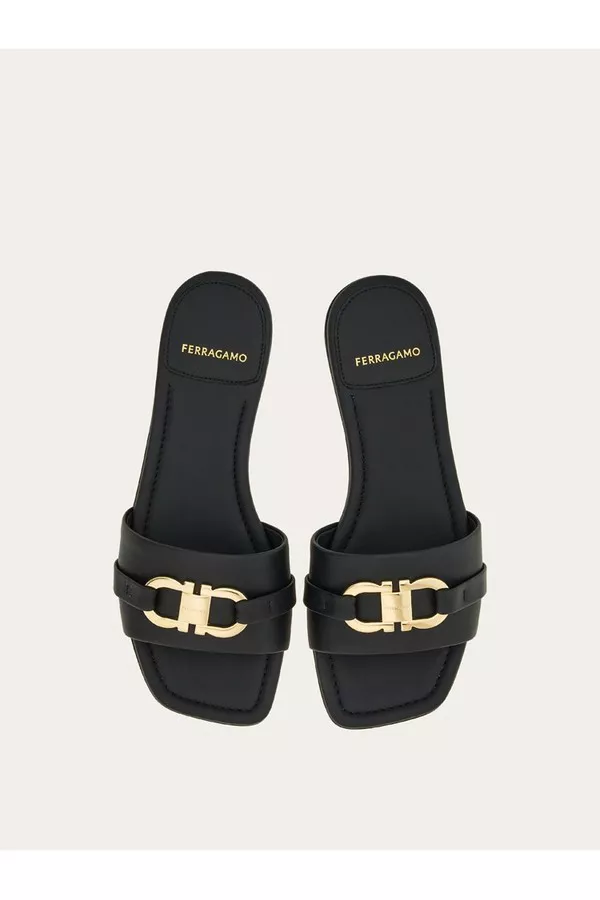 Flat Slide With Gancini Ornament by FERRAGAMO at THE MILE