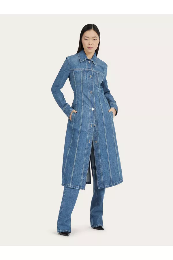 ferragamo denim dress Ferragamo, Cotton denim shirt dress, Women, Blue, XXS, Dresses