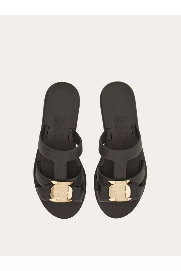 New Vara Plate Strappy Slide by FERRAGAMO at THE MILE
