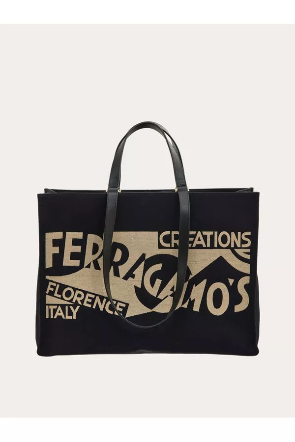 【FERRAGAMO】LOGO TOTE BAG Tote Bag With Logo (Xl) by FERRAGAMO at THE MILE
