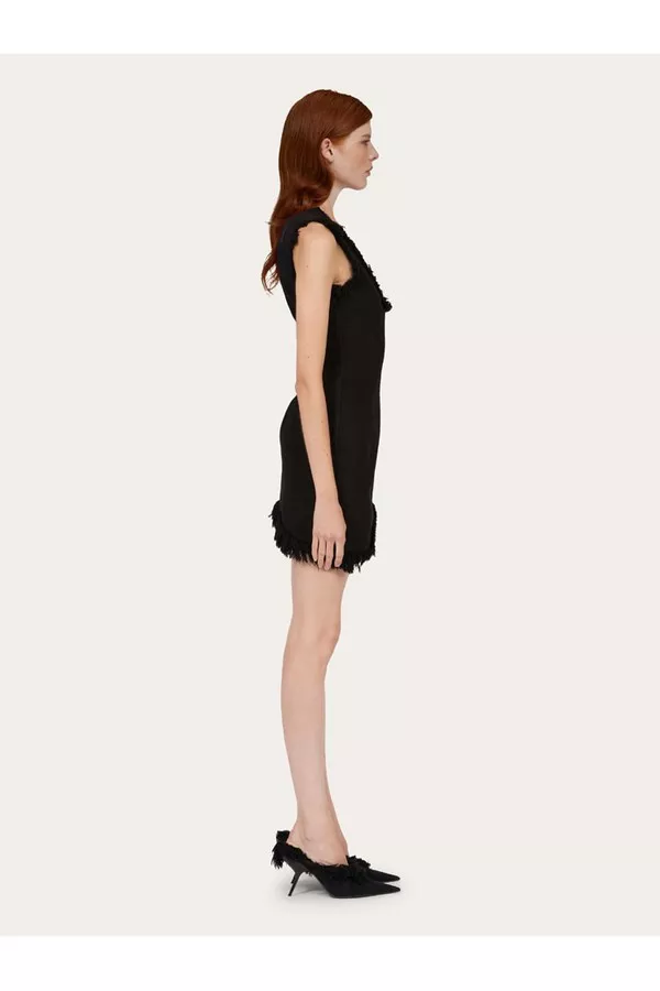 ワンピース Ferragamo Mini Dress With Frayed Edges black Mini Dress With Frayed Edges by FERRAGAMO at THE MILE