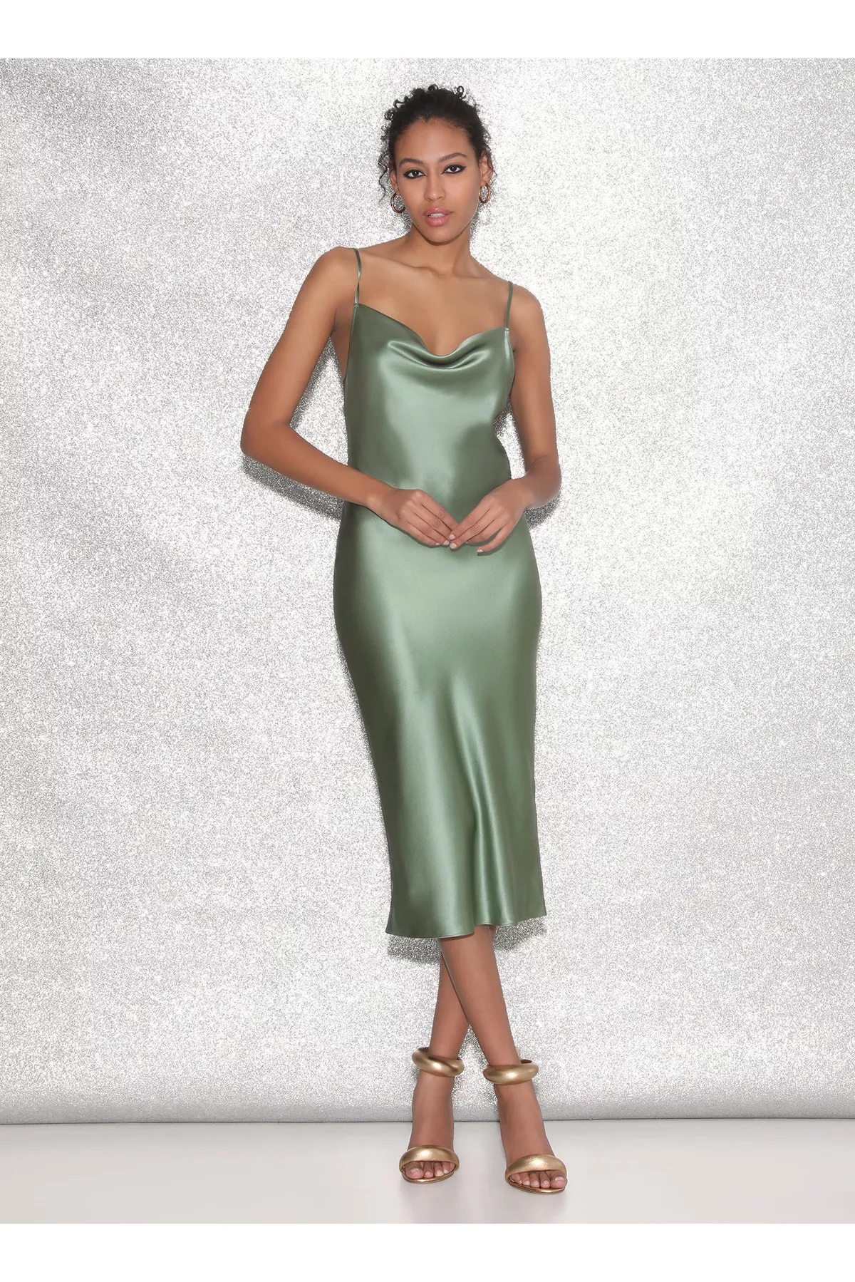 princess polly baby blue dress High Leg Cowl Neck Slip With Pearls by Fleur du Mal at THE MILE main image 0