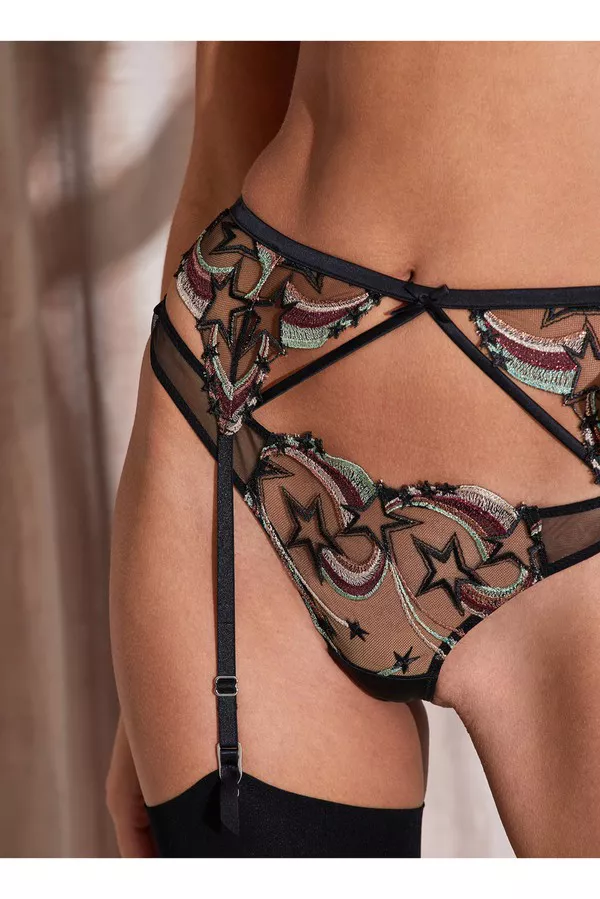 Shooting Star Embroidery Garter Belt by Fleur du Mal at THE MILE Shooting Star Embroidery Garter Belt by Fleur du Mal at THE MILE