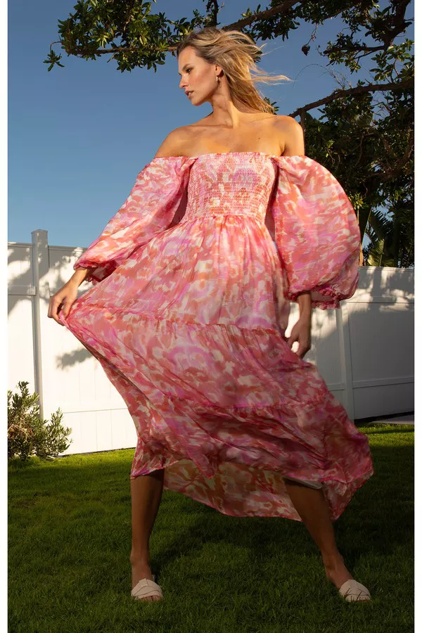 Ilona Chiffon Maxi Dress Pink / Xs