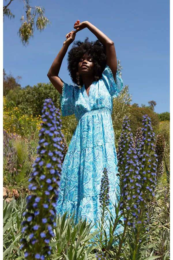 blue dress for baby girl The Andi Chiffon Maxi Dress by Hale Bob – Jilli Boutique main image 0