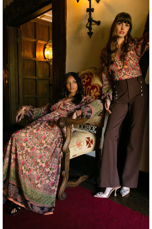 Albane Lurex Jacquard Chiffon Maxi Dress by Hale Bob at THE MILE