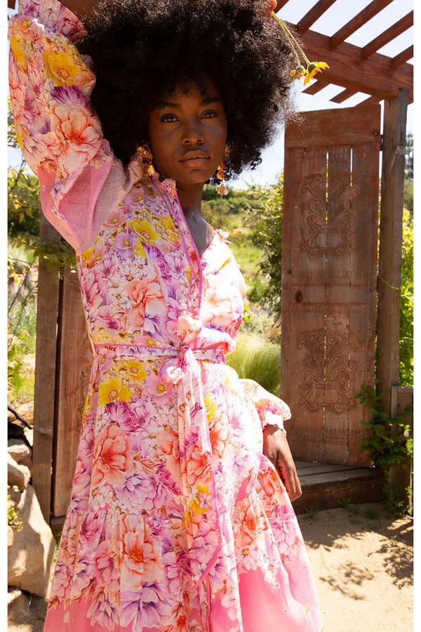 hale bob pink dress Alexis Voile Maxi Dress Blue / XS