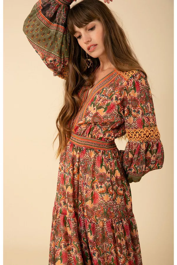 i*2様 Checked Jacquard Volume Sleeve Dres Checked Jacquard Volume Sleeve Dress（Plus Size Short Puff