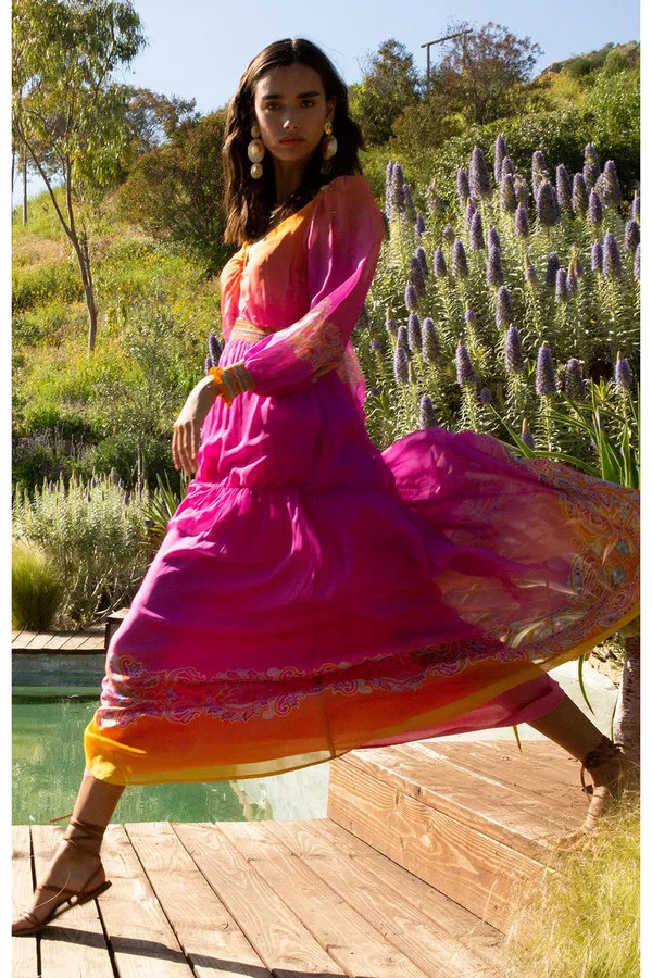 hale bob pink dress Ayla Chiffon Maxi Dress by Hale Bob at THE MILE