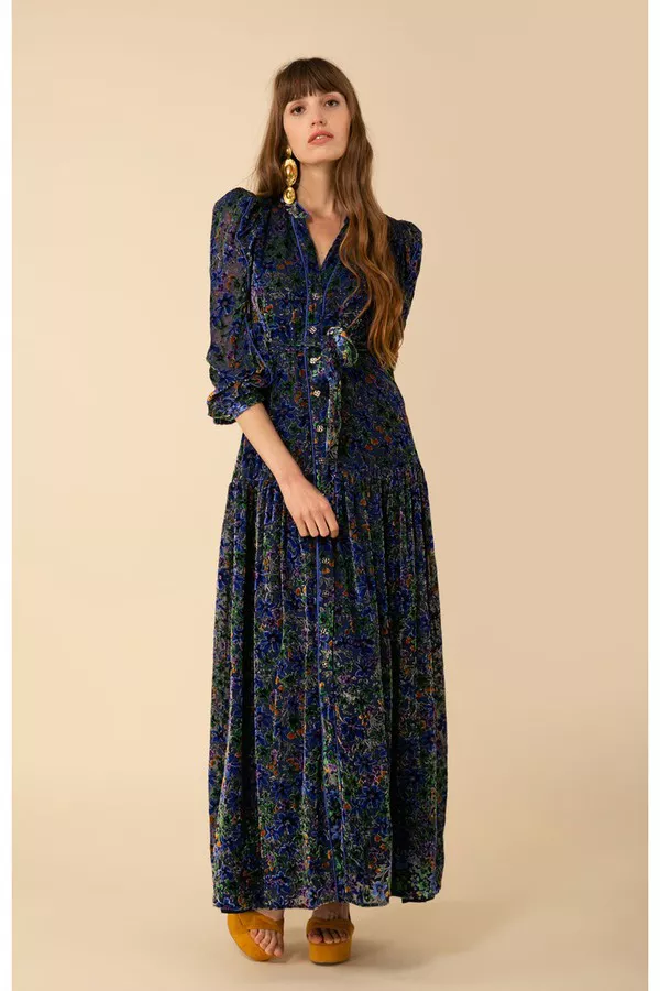 Heloise Velvet Burnout Maxi Dress by Hale Bob at THE MILE Heloise Velvet Burnout Maxi Dress by Hale Bob at THE MILE