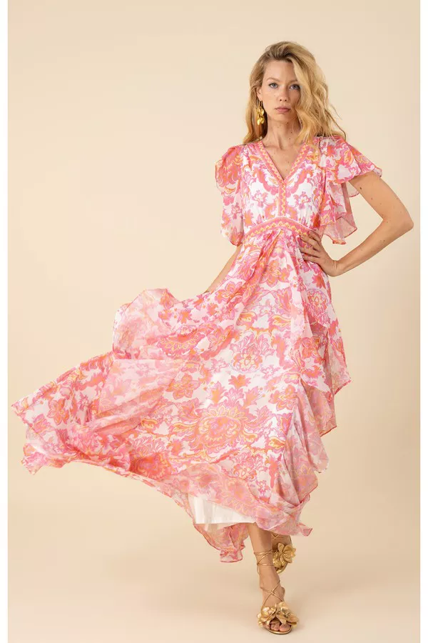 Aleah Chiffon Maxi Dress by Hale Bob at THE MILE