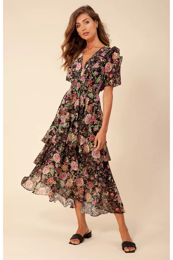 knee length dresses for ladies Elsie Floral Midi Dress